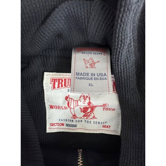 NWOT True Religion Mens Older Hoodie Jacket XL Black W/Graphics Comfy Casual - Picture 5 of 13